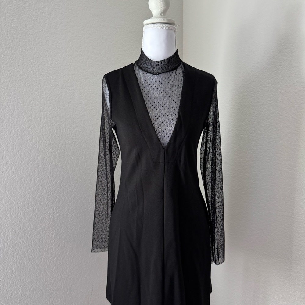 Zara Black Long Sleeve Mesh Dress